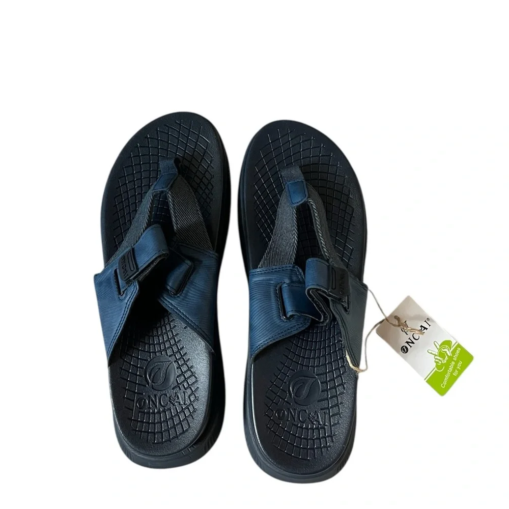 NIB ONCAI MENS DARK BLUE ORTHOPEDIC FLIP FLOPS 10.5